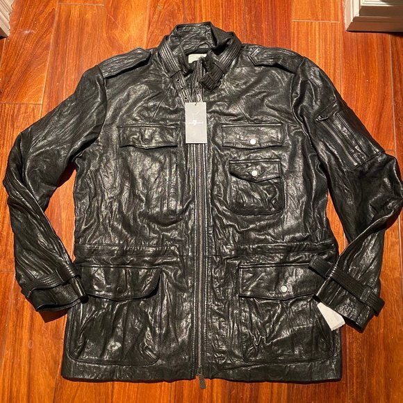 Mankind Men Military Leather Jacket Xl 